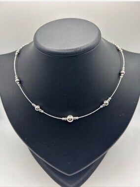 Dyadema Fine Italy Sterling Silver 925 Station Bead Necklace 16-18"